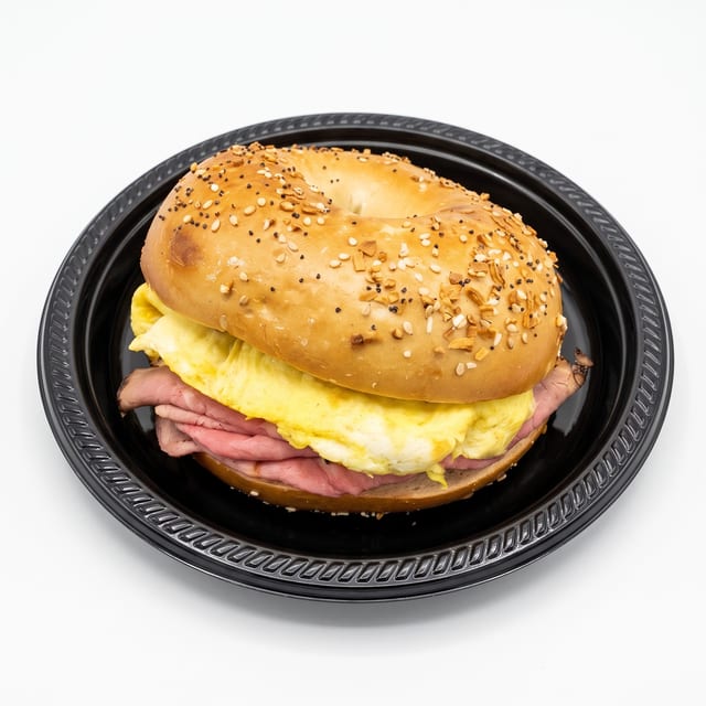 Pastrami, Egg & Cheese Sandwich.