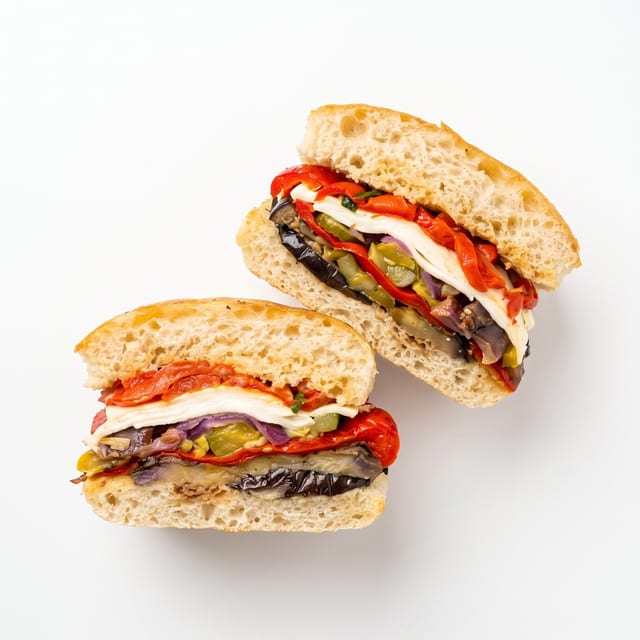 Roasted Garden Vegetables Sandwich.
